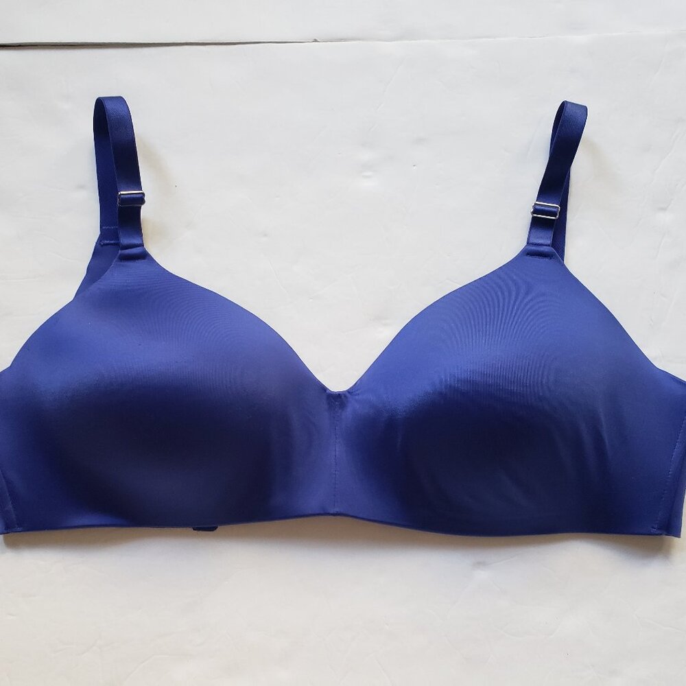 Soma Vanishing Back Wireless Lined T-Shirt Satin Bra In Majesty Blue View 3